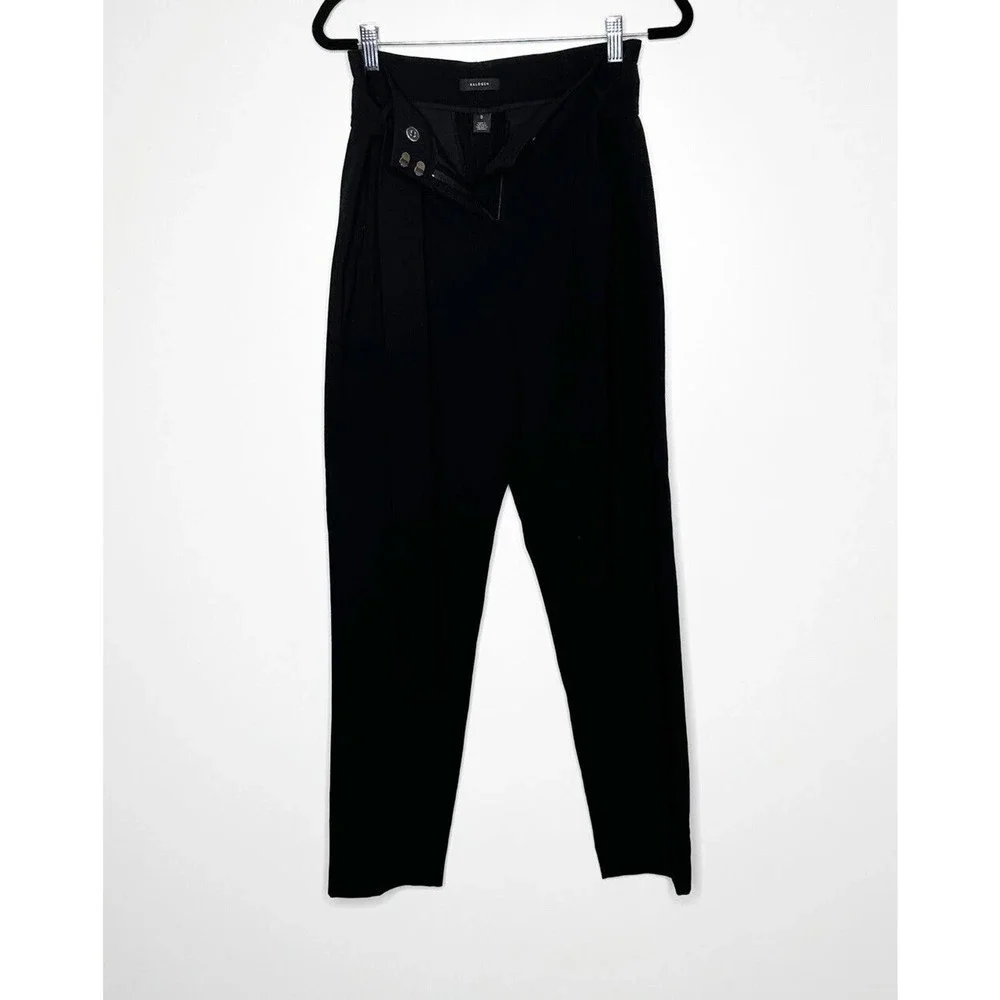 NWOT Halogen High Waist Belted Tie Ankle Trouser Pants Women's Black Size 2 - Picture 5 of 7